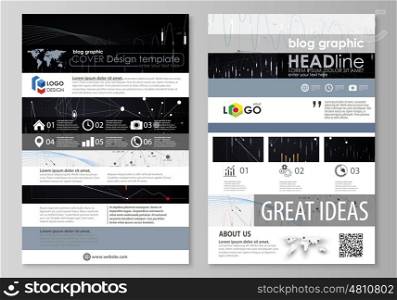 Blog graphic business templates. Page website design template, easy editable abstract vector layout. Abstract infographic background in minimalist style made from lines, symbols, charts, diagrams and other elements.