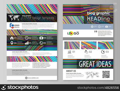 Blog graphic business templates. Page website design template, easy editable abstract vector layout. Bright color lines, colorful style with geometric shapes forming beautiful minimalist background