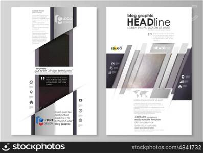Blog graphic business templates. Page website design template, easy editable abstract vector layout. Dark color triangles and colorful circles. Abstract polygonal style modern background.