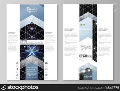 Blog graphic business templates. Page website design template, easy editable abstract vector layout. Sacred geometry, glowing geometrical ornament. Mystical background