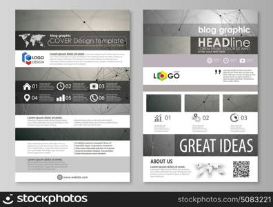 Blog graphic business templates. Page website design template, easy editable abstract vector layout. Chemistry pattern, molecule structure on gray background. Science and technology concept.. Blog graphic business templates. Page website design template, easy editable abstract vector layout. Chemistry pattern, molecule structure on gray background. Science and technology concept
