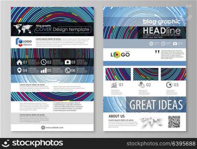 Blog graphic business templates. Page website design template, easy editable abstract vector layout. Blue color background in minimalist style made from colorful circles.. Blog graphic business templates. Page website design template, easy editable abstract vector layout. Blue color background in minimalist style made from colorful circles