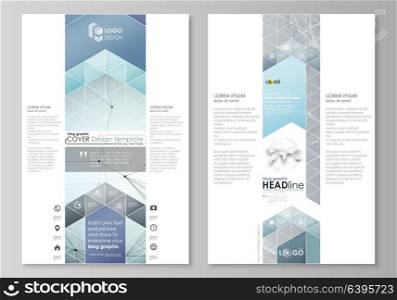 Blog graphic business templates. Page website design template, easy editable abstract vector layout. Chemistry pattern, connecting lines and dots, molecule structure, scientific medical DNA research.. Blog graphic business templates. Page website design template, easy editable abstract vector layout. Chemistry pattern, connecting lines and dots, molecule structure, scientific medical DNA research