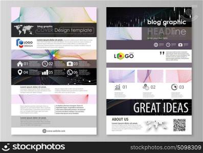 Blog graphic business templates. Page website design template, vector layout. Colorful abstract infographic background in minimalist style made from lines, symbols, charts, other elements.. Blog graphic business templates. Page website design template, easy editable abstract vector layout. Colorful abstract infographic background in minimalist style made from lines, symbols, charts, diagrams and other elements.