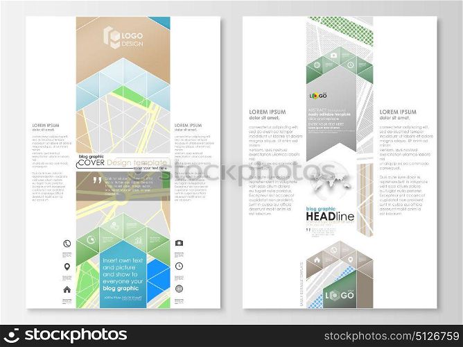 Blog graphic business templates. Page website, easy editable layout. City map with streets. Flat design template for tourism businesses, abstract vector illustration.. Blog graphic business templates. Page website design template, easy editable, abstract flat layout. City map with streets. Flat design template for tourism businesses, abstract vector illustration.