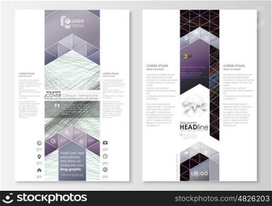 Blog graphic business templates. Page website template, easy editable, flat layout, vector illustration. Abstract waves, lines and curves. Dark color background. Motion design