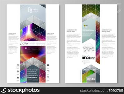 Blog graphic business templates. Page website template, easy editable flat layout, vector illustration. Colorful design background with abstract shapes, bright cell backdrop.. Blog graphic business templates. Page website design template, easy editable abstract flat layout, vector illustration. Colorful design background with abstract shapes, bright cell backdrop.