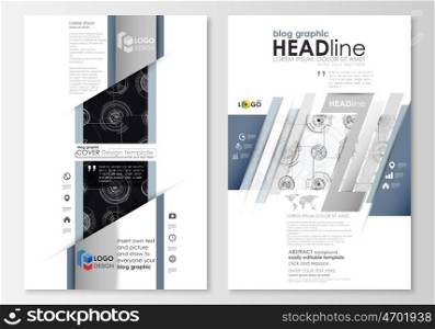Blog graphic business templates. Page website template, flat layout. High tech design, connecting system. Science and technology concept. Futuristic abstract vector background
