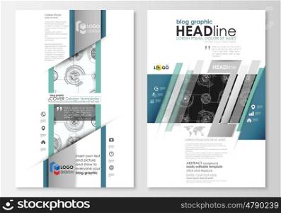 Blog graphic business templates. Page website template, flat layout. High tech design, connecting system. Science and technology concept. Futuristic abstract vector background