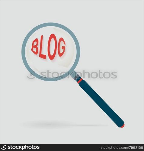 Blog under the magnifying glass. The word blog under the magnifying glass.Icon blog