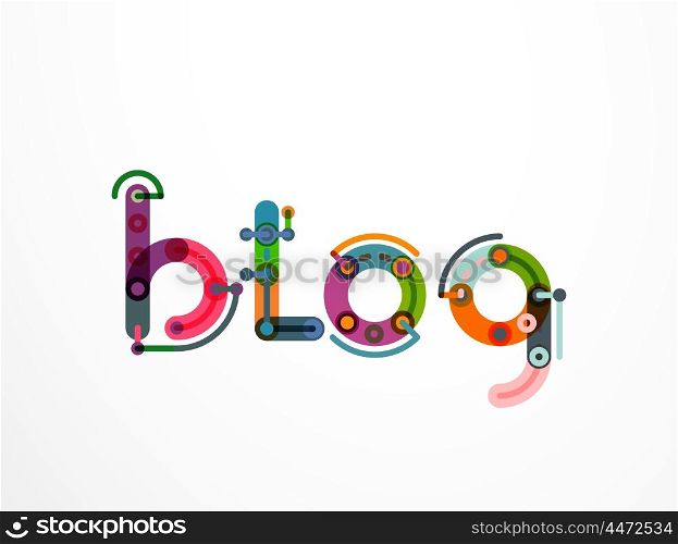 Blog word lettering banner, created with connected colorful lines. Mobile app, web design or business presentation element