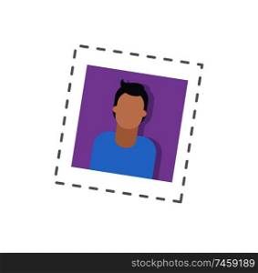 Blogger male, man main picture of profile in social network, isolated sticker and patch vector. Person using internet for communication and ideas. Blogger Male Main Picture Isolated Sticker Vector