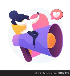 Blogging fun. Content creation, online streaming, video blog. Young girl making selfie for social network, sharing feedback, self promotion strategy Vector isolated concept metaphor illustration. Blogging vector concept metaphor