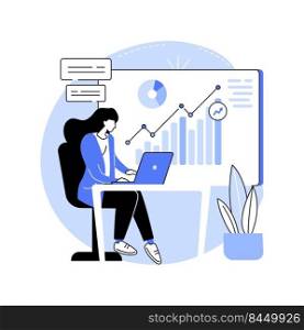 Blogging isolated cartoon vector illustrations. Girl SEO manager working on laptop, doing copywriting, writing articles for blog, typing a text message via a portable netbook vector cartoon.. Blogging isolated cartoon vector illustrations.