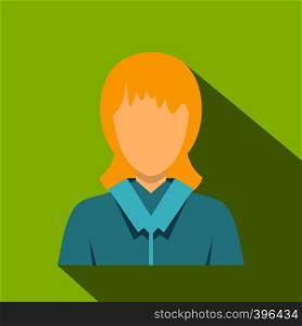 Blond woman icon. Flat illustration of blond woman vector icon for web isolated on lime background. Blond woman icon, flat style