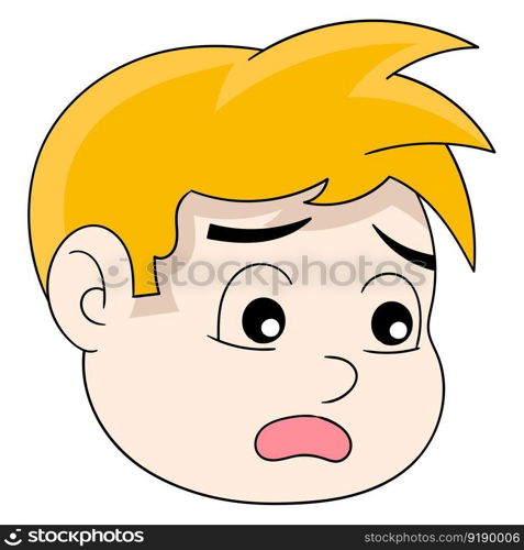 blonde boy head emoticon having a sad face expression. vector design illustration art