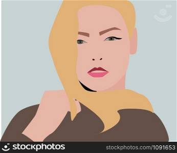 Blonde girl, illustration, vector on white background.