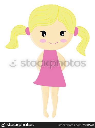 Blonde girl, illustration, vector on white background.