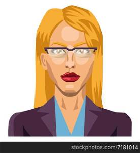 Blonde girl with glasses illustration vector on white background