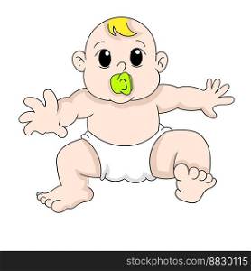 Blonde haired baby boy is acting cute and adorable. vector design illustration art