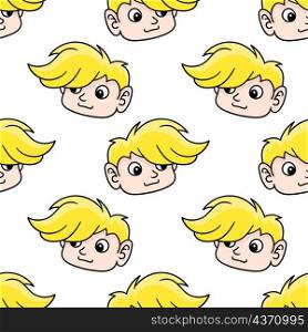 blonde handsome boy seamless pattern textile print