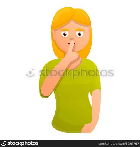 Blonde woman silence icon. Cartoon of blonde woman silence vector icon for web design isolated on white background. Blonde woman silence icon, cartoon style