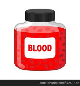 Blood Bank. Bottle of Red liquid-lymph. Vector illustration. Gift vampire&#xA;