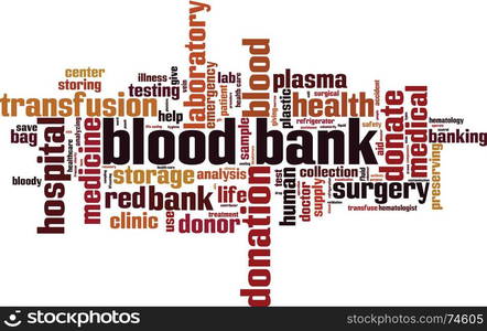 Blood bank word cloud concept. Vector illustration