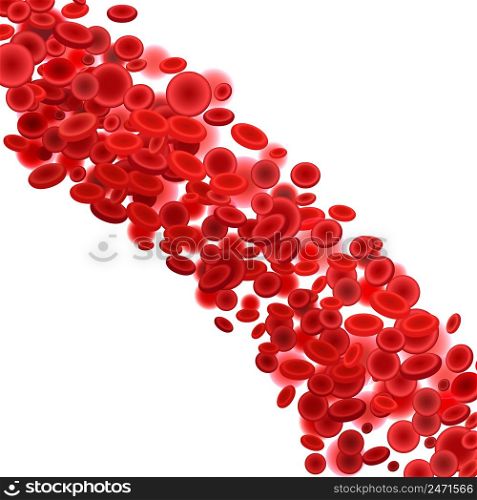 Blood cells flow. Red and medicine, biology medical, human health, science and microbiology, vector illustration. Blood cells flow