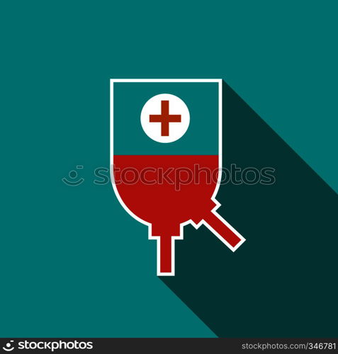 Blood donation icon in flat style on a blue background. Blood donation icon, flat style
