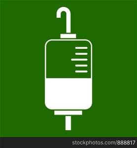 Blood donation icon white isolated on green background. Vector illustration. Blood donation icon green