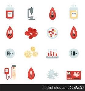 Blood donor banking and transfusion icons flat set isolated vector illustration. Blood Donor Icons Flat