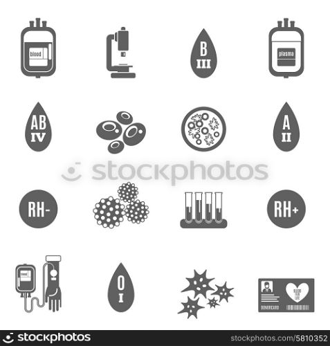 Blood donor health and medicine icon black set isolated vector illustration. Blood Donor Icon Black