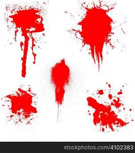 Blood dribbling down the page with an illustration of five blood splats