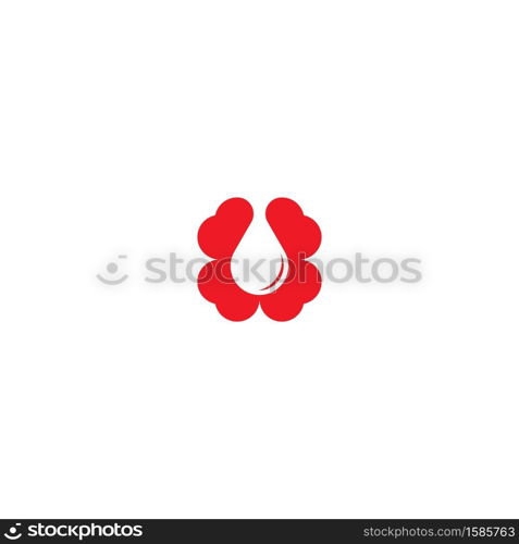 Blood drop heart care logo template vector icon design