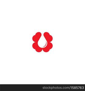Blood drop heart care logo template vector icon design