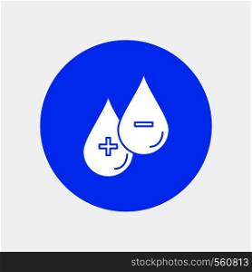 blood, drop, liquid, Plus, Minus White Glyph Icon in Circle. Vector Button illustration. Vector EPS10 Abstract Template background