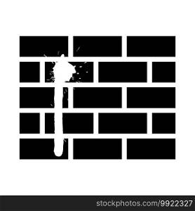 Blood On Brick Wall Icon. Black Glyph Design. Vector Illustration.