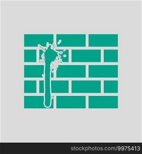 Blood On Brick Wall Icon. Green on Gray Background. Vector Illustration.
