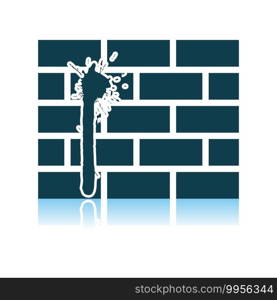 Blood On Brick Wall Icon. Shadow Reflection Design. Vector Illustration.