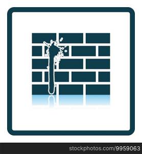Blood On Brick Wall Icon. Square Shadow Reflection Design. Vector Illustration.