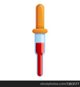 Blood pipette icon. Cartoon of blood pipette vector icon for web design isolated on white background. Blood pipette icon, cartoon style