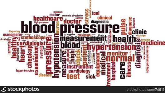Blood pressure word cloud concept. Vector illustration