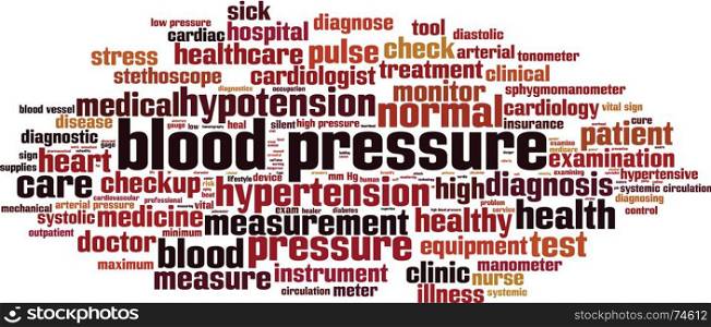 Blood pressure word cloud concept. Vector illustration