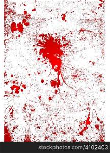 Blood splatter on a white wall background with gory effect