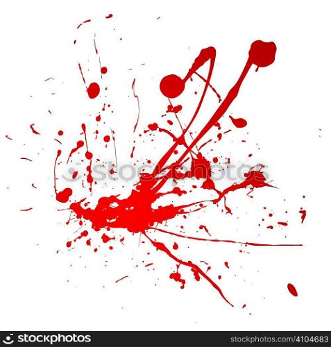 Blood spray splat isolated over a white background