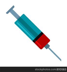 Blood syringe icon. Flat illustration of blood syringe vector icon for web design. Blood syringe icon, flat style