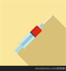 Blood syringe icon. Flat illustration of blood syringe vector icon for web design. Blood syringe icon, flat style