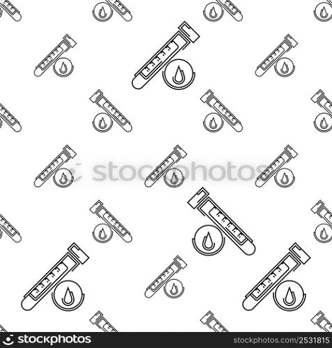 Blood Test Icon Seamless Pattern, Blood Sample Laboratory Analysis Performed To Detect Specific Blood Components Detail Vector Art Illustration
