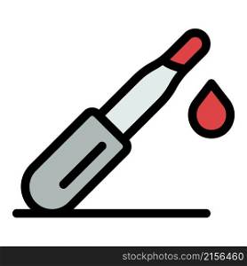 Blood test pipette icon. Outline blood test pipette vector icon color flat isolated. Blood test pipette icon color outline vector